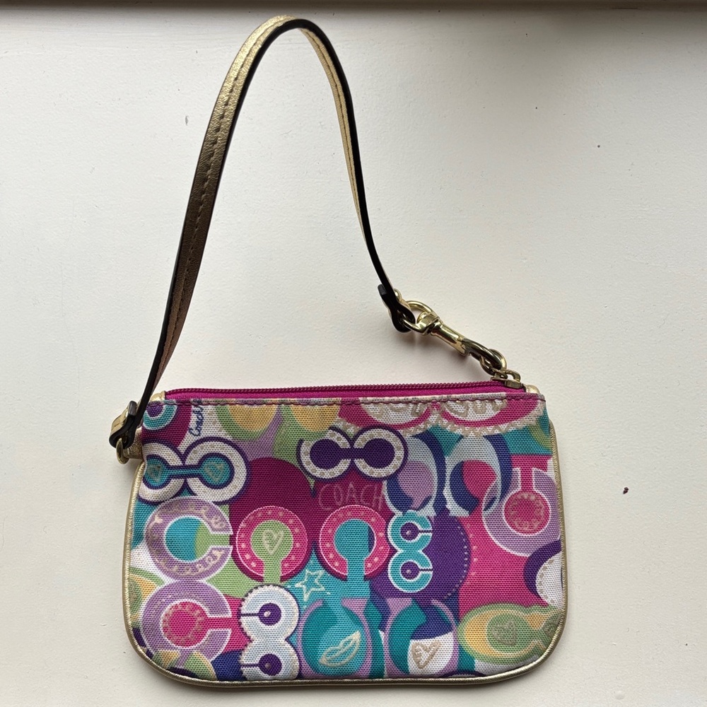 Y2K Vintage Coach Colorful Patterned Wristlet
